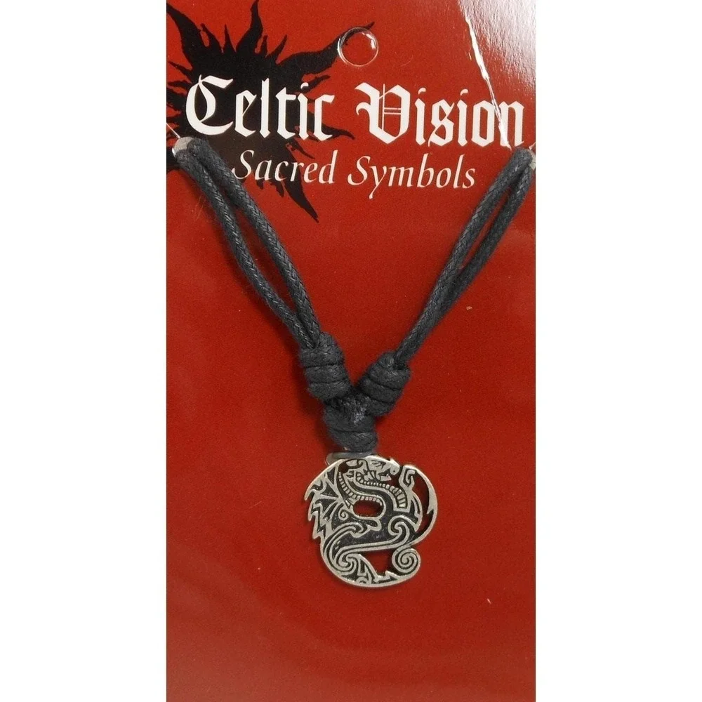 Vintage 1990's Rare New Celtic Vision Sacred Symbols Dragon Necklace Pendant